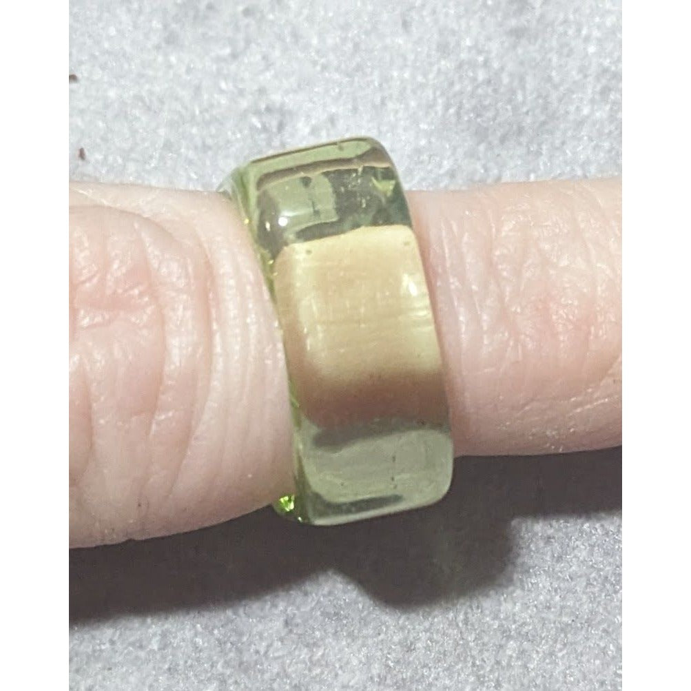 Chunky Translucent Green Square Ring Size 6