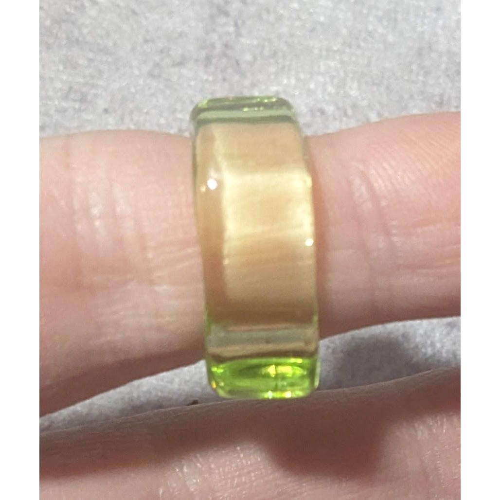 Chunky Translucent Green Square Ring Size 6