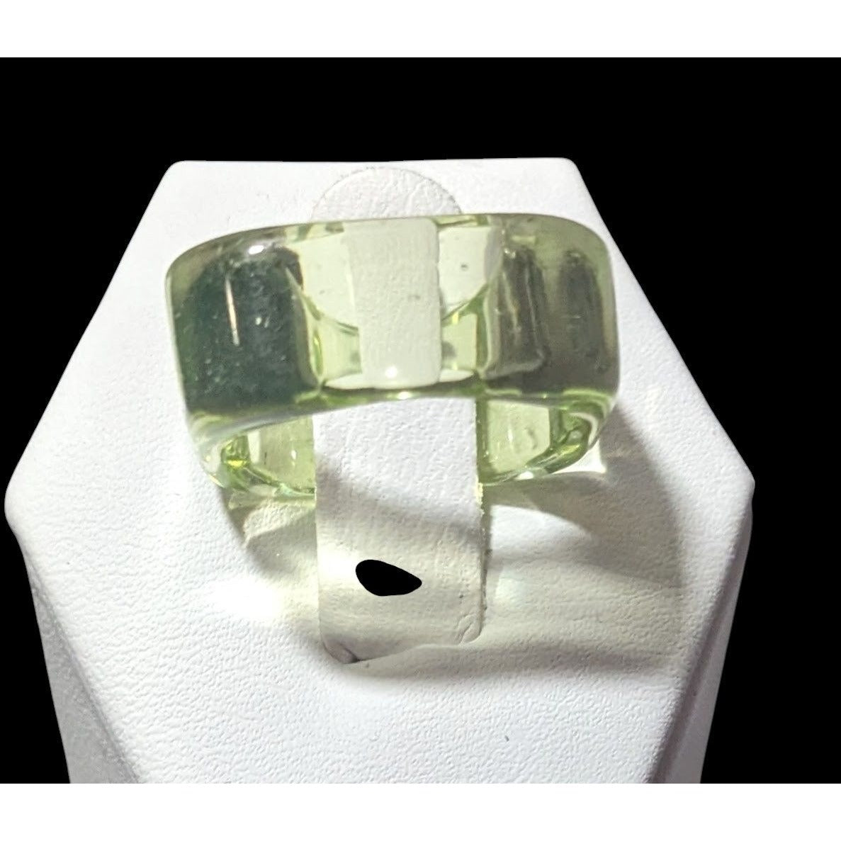 Chunky Translucent Green Square Ring Size 6