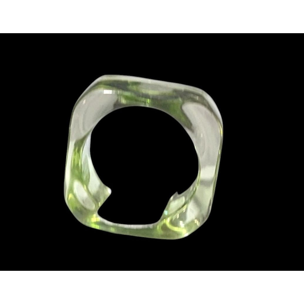 Chunky Translucent Green Square Ring Size 6