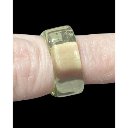 Chunky Translucent Green Square Ring Size 6