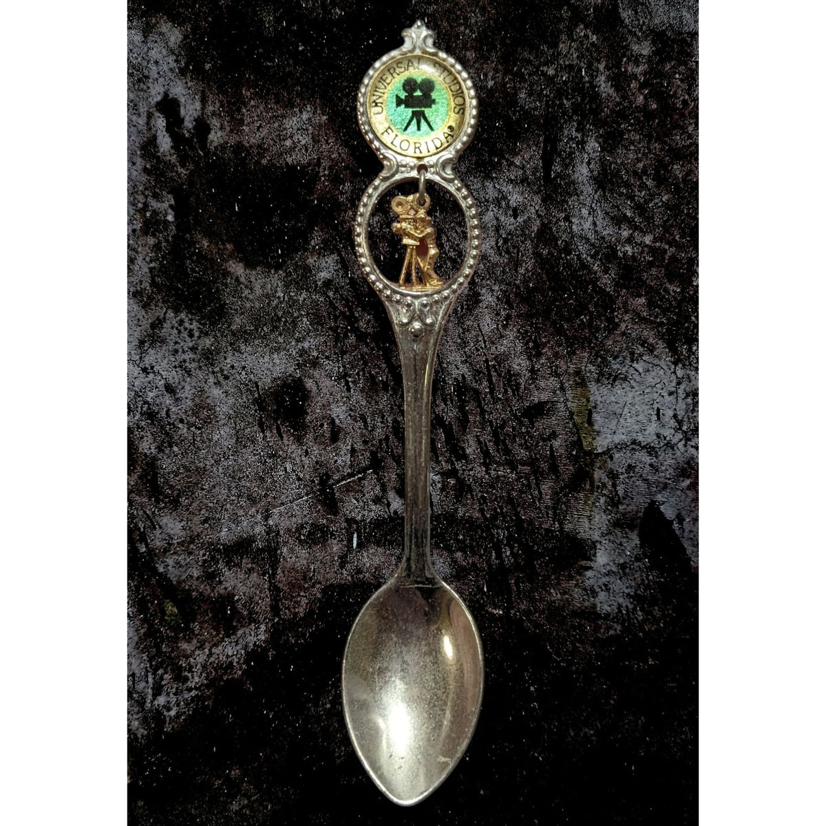 Vintage Travel Metal Silver Tone Universal Studios Florida Charm Spoon 4 1/2 in