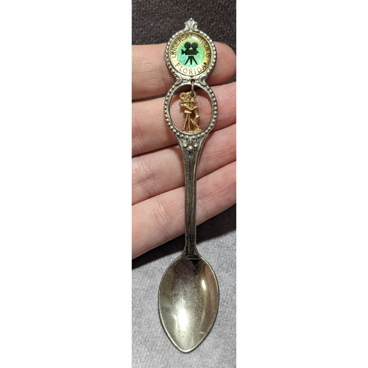 Vintage Travel Metal Silver Tone Universal Studios Florida Charm Spoon 4 1/2 in