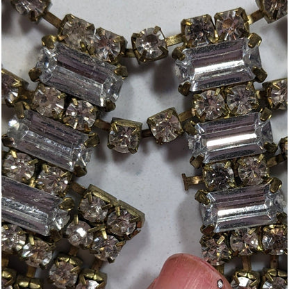 Industrial Glam Rhinestone Gold Tone Statement Necklace