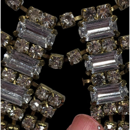 Industrial Glam Rhinestone Gold Tone Statement Necklace