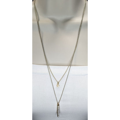 Y2K Abercrombie & Fitch Layered Star Rhinestone Bar Pendant Necklace