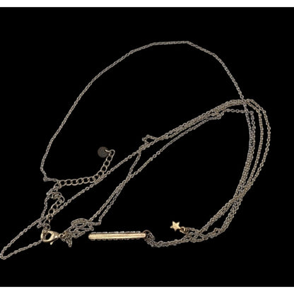 Y2K Abercrombie & Fitch Layered Star Rhinestone Bar Pendant Necklace