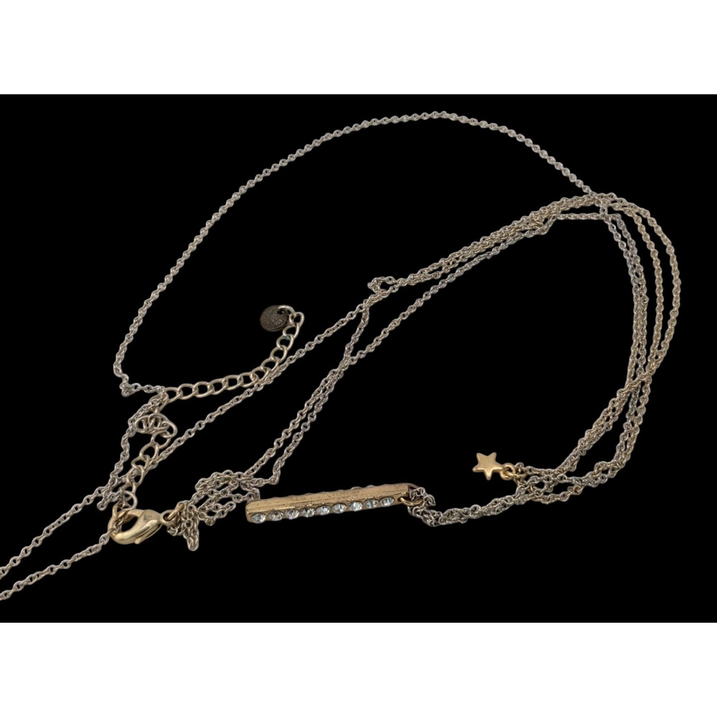 Y2K Abercrombie & Fitch Layered Star Rhinestone Bar Pendant Necklace
