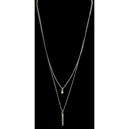 Y2K Abercrombie & Fitch Layered Star Rhinestone Bar Pendant Necklace