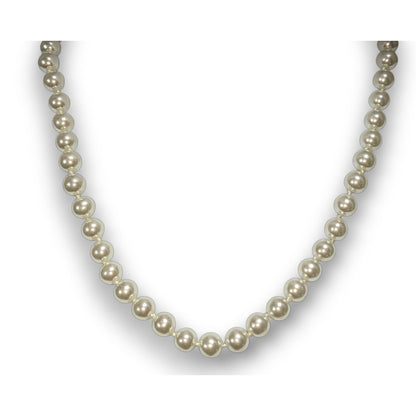 Vintage Classic Glass Pearl Cream Single Strand Necklace 18 Inch Like New