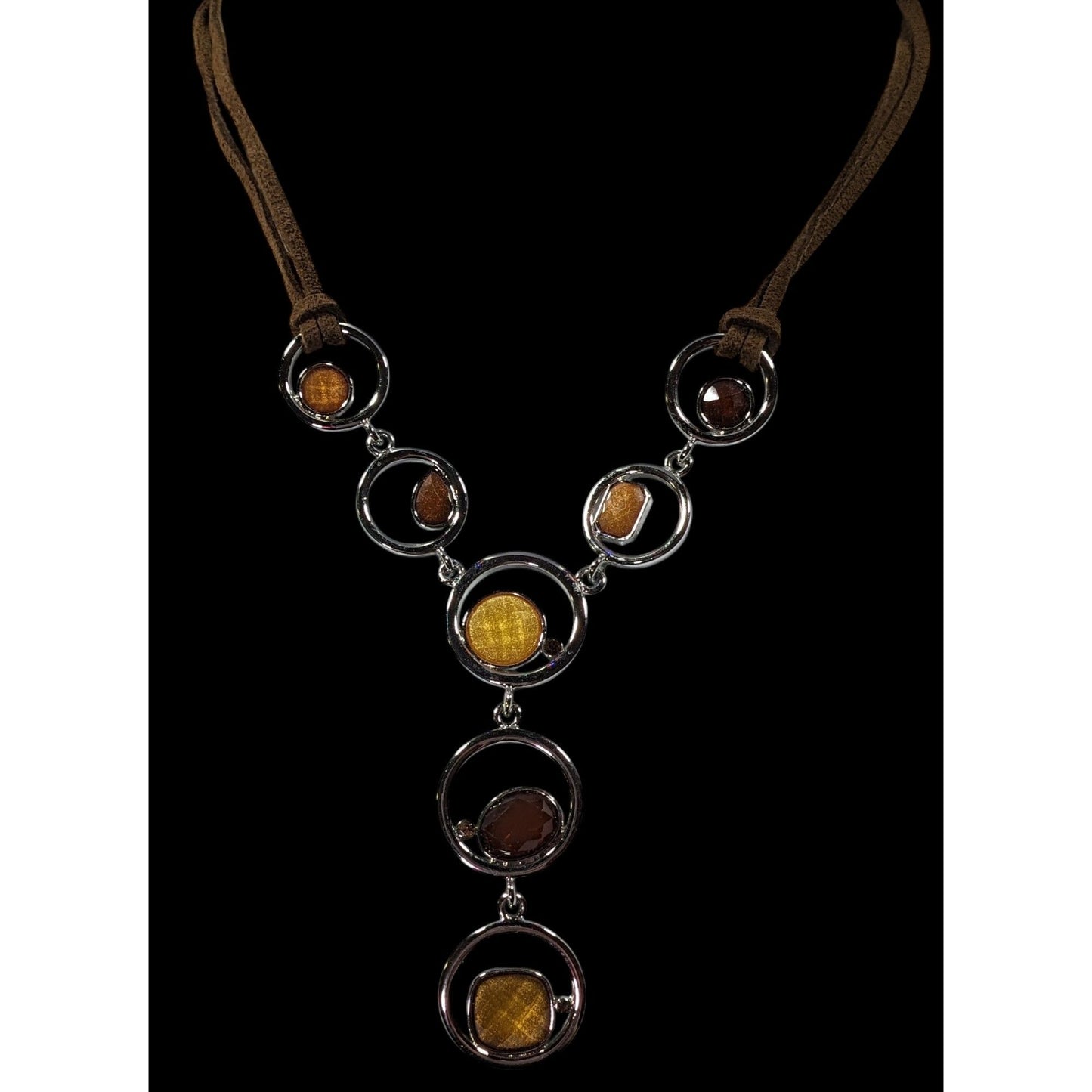 Lia Sophia Retro Brown And Yellow Gemmed Y Neckace