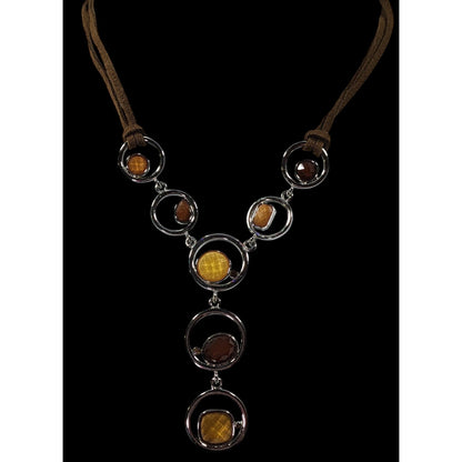 Lia Sophia Retro Brown And Yellow Gemmed Y Neckace