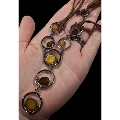 Lia Sophia Retro Brown And Yellow Gemmed Y Neckace
