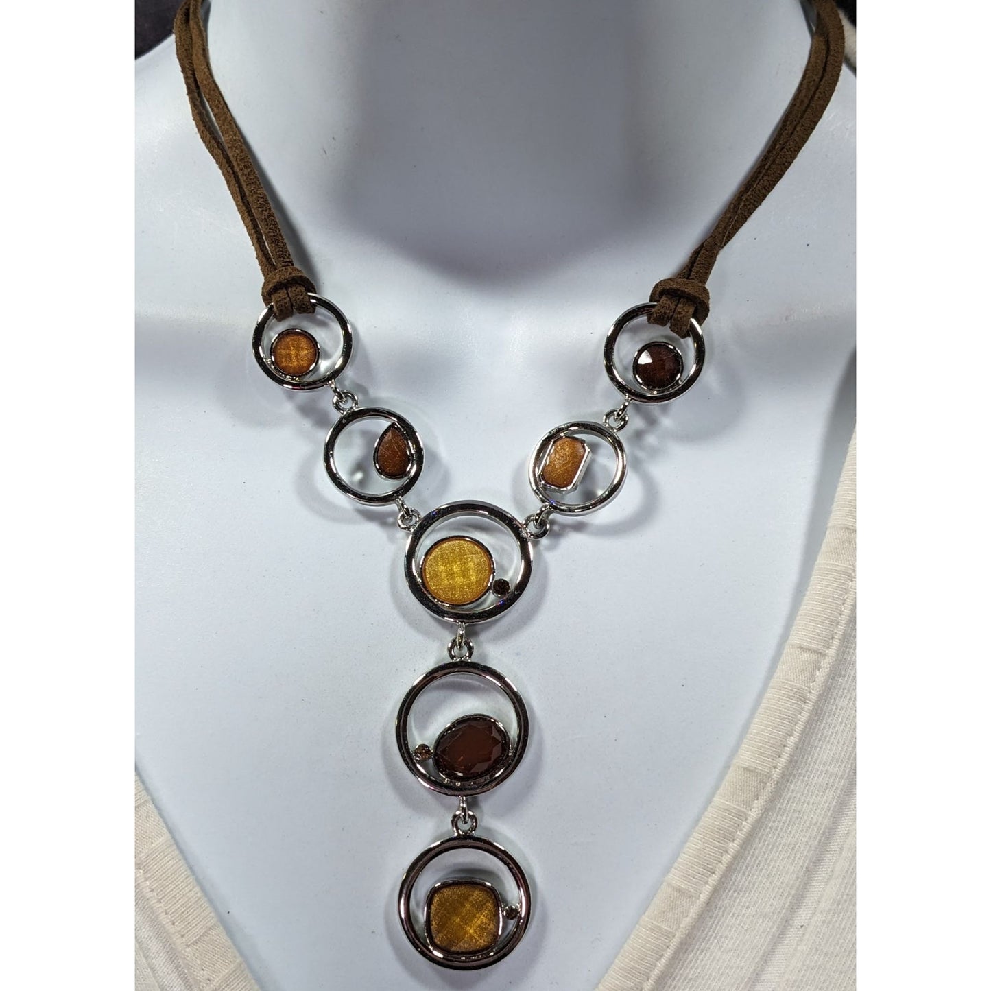 Lia Sophia Retro Brown And Yellow Gemmed Y Neckace