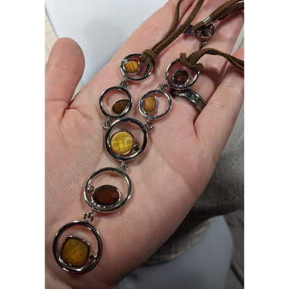 Lia Sophia Retro Brown And Yellow Gemmed Y Neckace