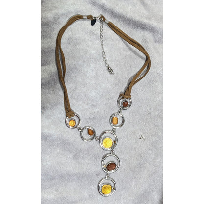 Lia Sophia Retro Brown And Yellow Gemmed Y Neckace