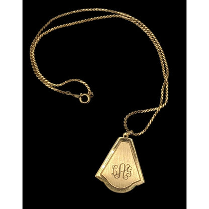 Vintage Art Deco Style LAG Monogram Engraved Gold-Tone Pendant Necklace