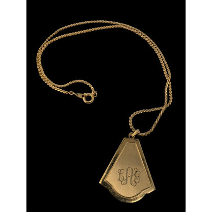 Vintage Art Deco Style LAG Monogram Engraved Gold-Tone Pendant Necklace