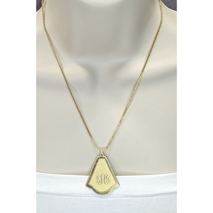 Vintage Art Deco Style LAG Monogram Engraved Gold-Tone Pendant Necklace