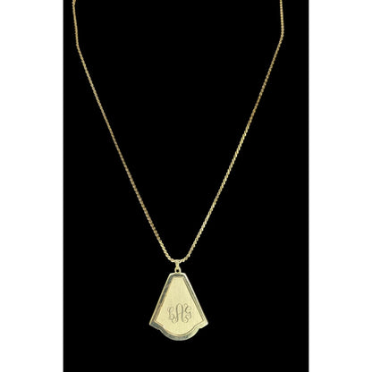Vintage Art Deco Style LAG Monogram Engraved Gold-Tone Pendant Necklace