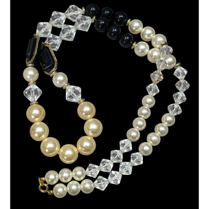 Elegant Glam Faux Pearl And Gem Beaded Necklace