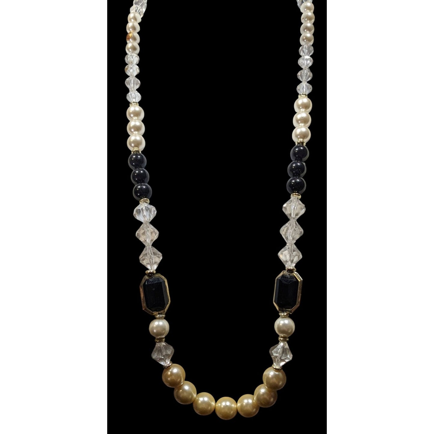 Elegant Glam Faux Pearl And Gem Beaded Necklace