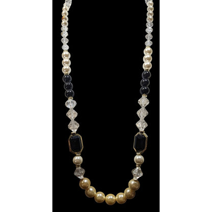Elegant Glam Faux Pearl And Gem Beaded Necklace
