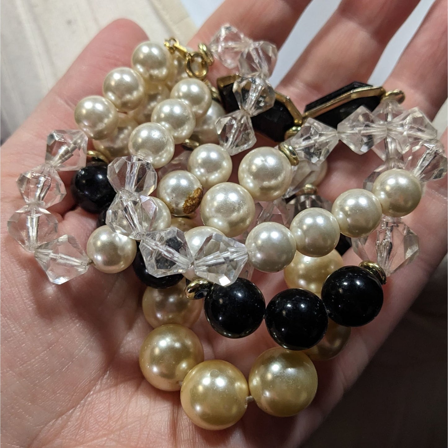 Elegant Glam Faux Pearl And Gem Beaded Necklace