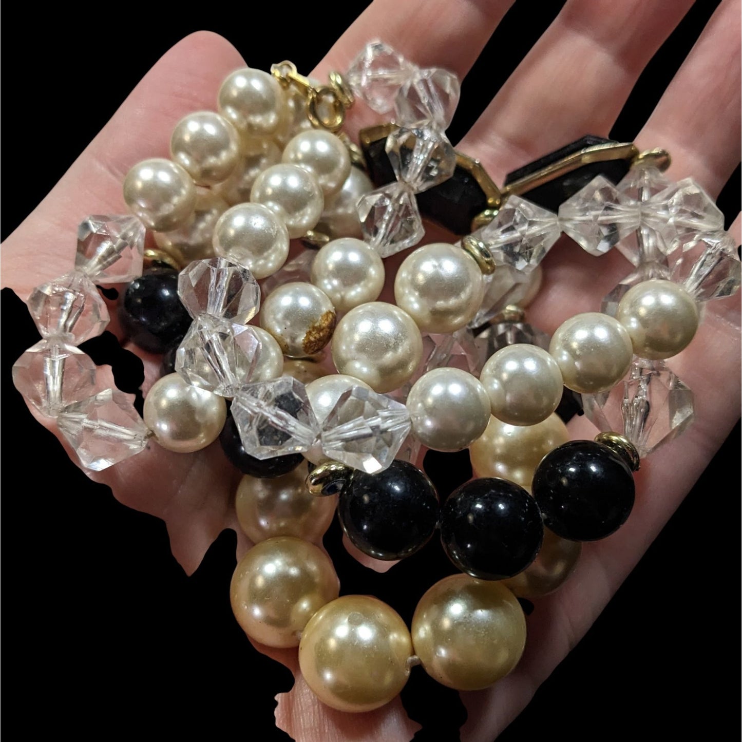Elegant Glam Faux Pearl And Gem Beaded Necklace