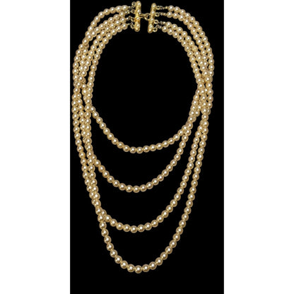 Vintage Gold Faux Pearl Multilayer Necklace