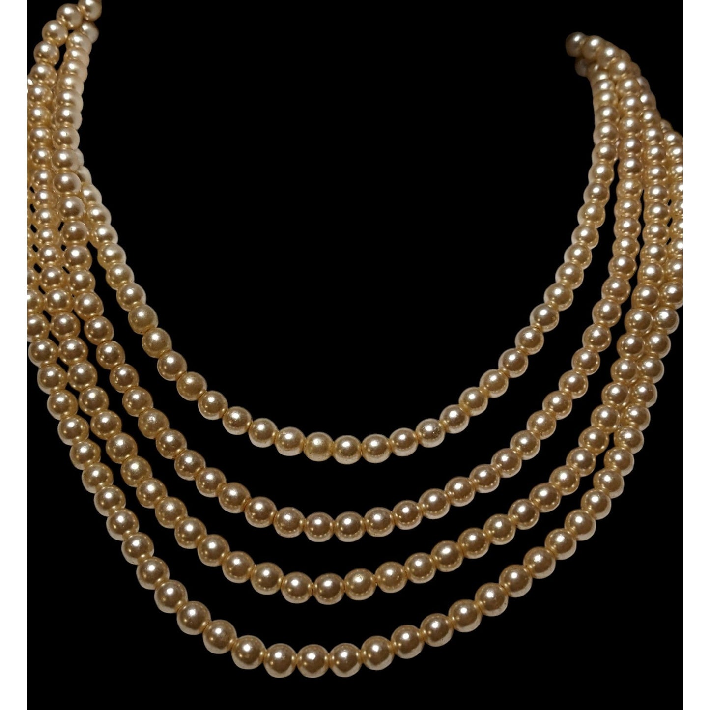 Vintage Gold Faux Pearl Multilayer Necklace