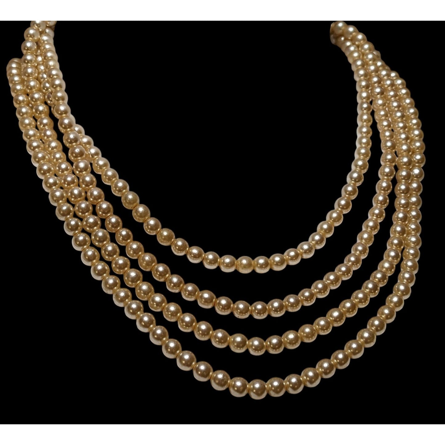 Vintage Gold Faux Pearl Multilayer Necklace