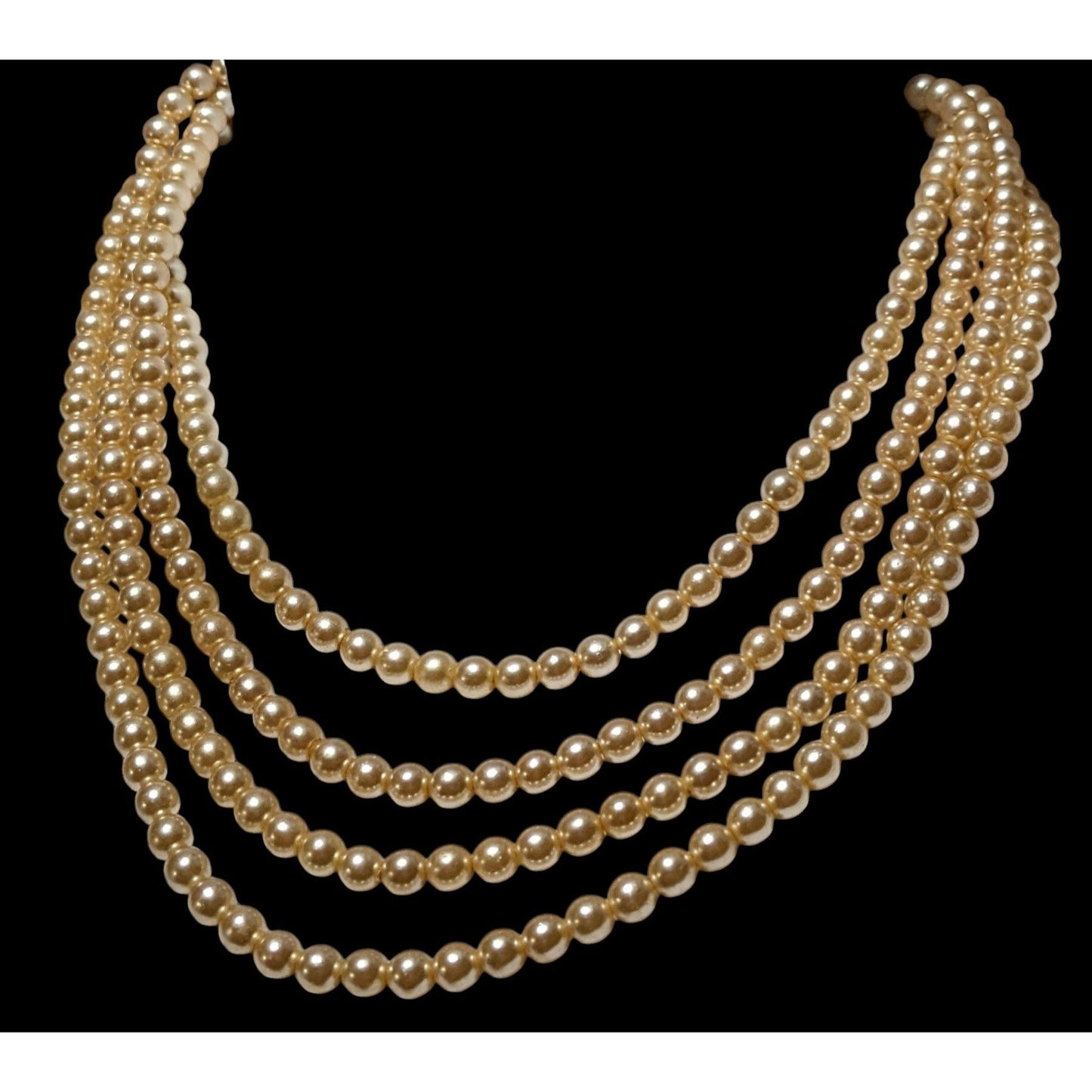 Vintage Gold Faux Pearl Multilayer Necklace