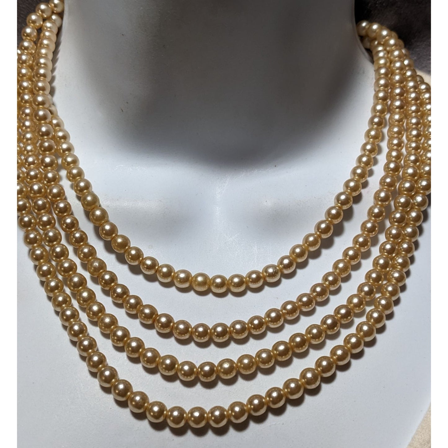 Vintage Gold Faux Pearl Multilayer Necklace