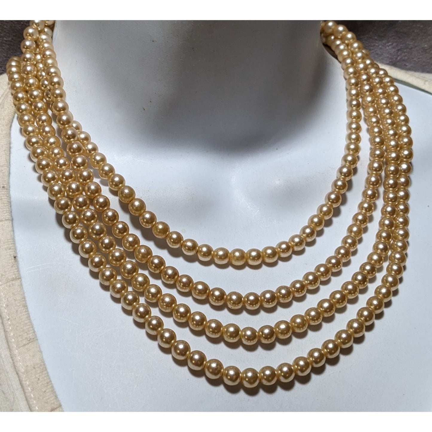 Vintage Gold Faux Pearl Multilayer Necklace