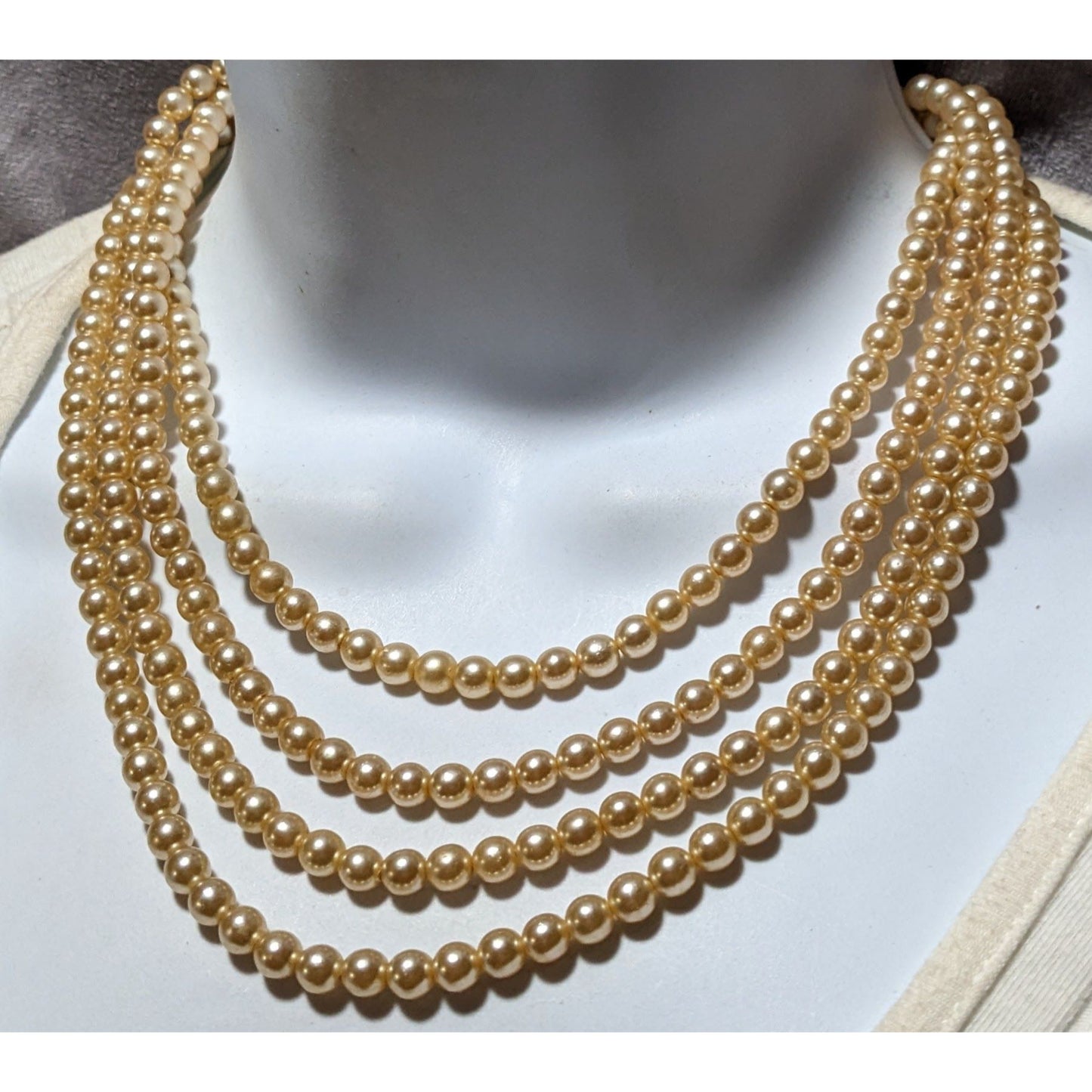 Vintage Gold Faux Pearl Multilayer Necklace