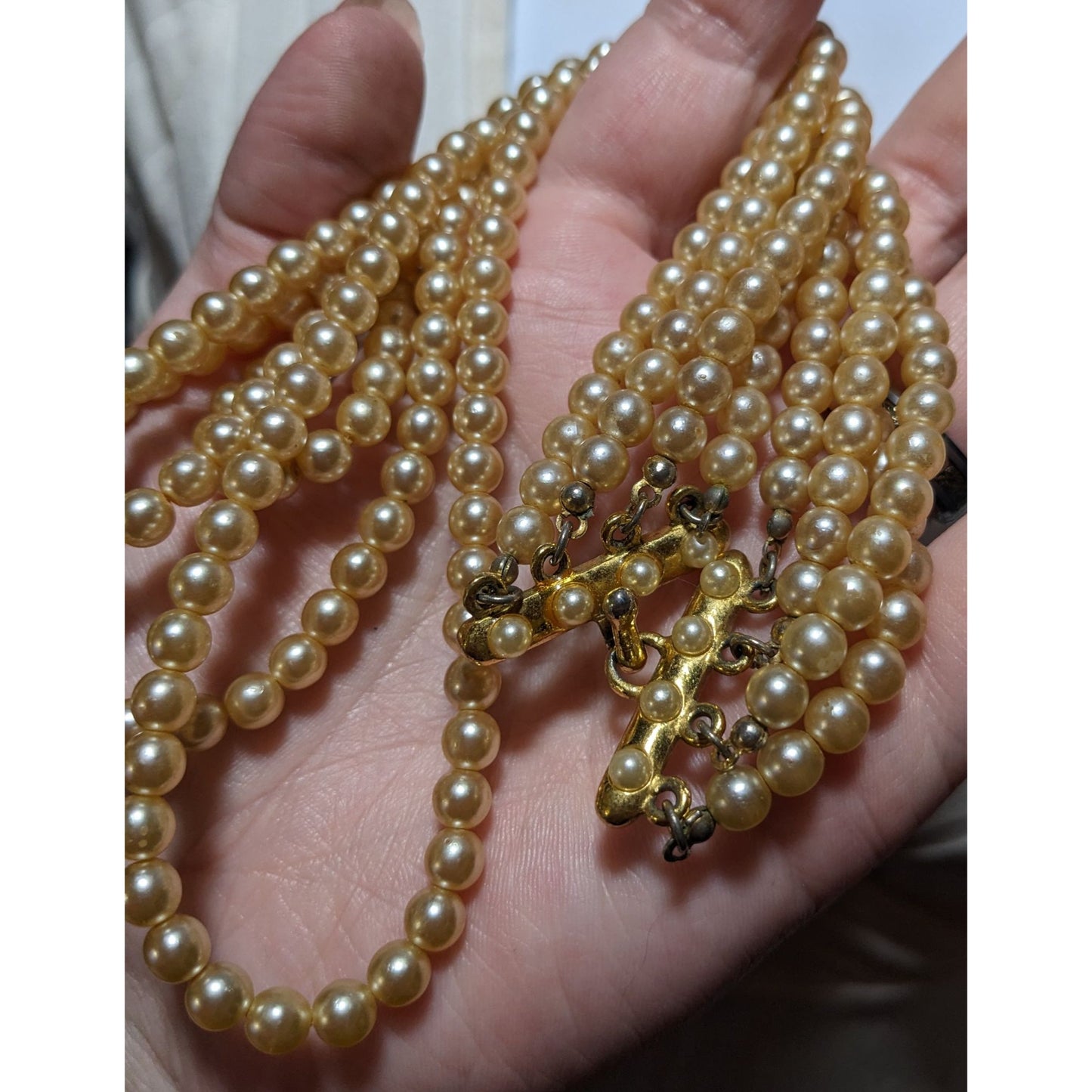 Vintage Gold Faux Pearl Multilayer Necklace