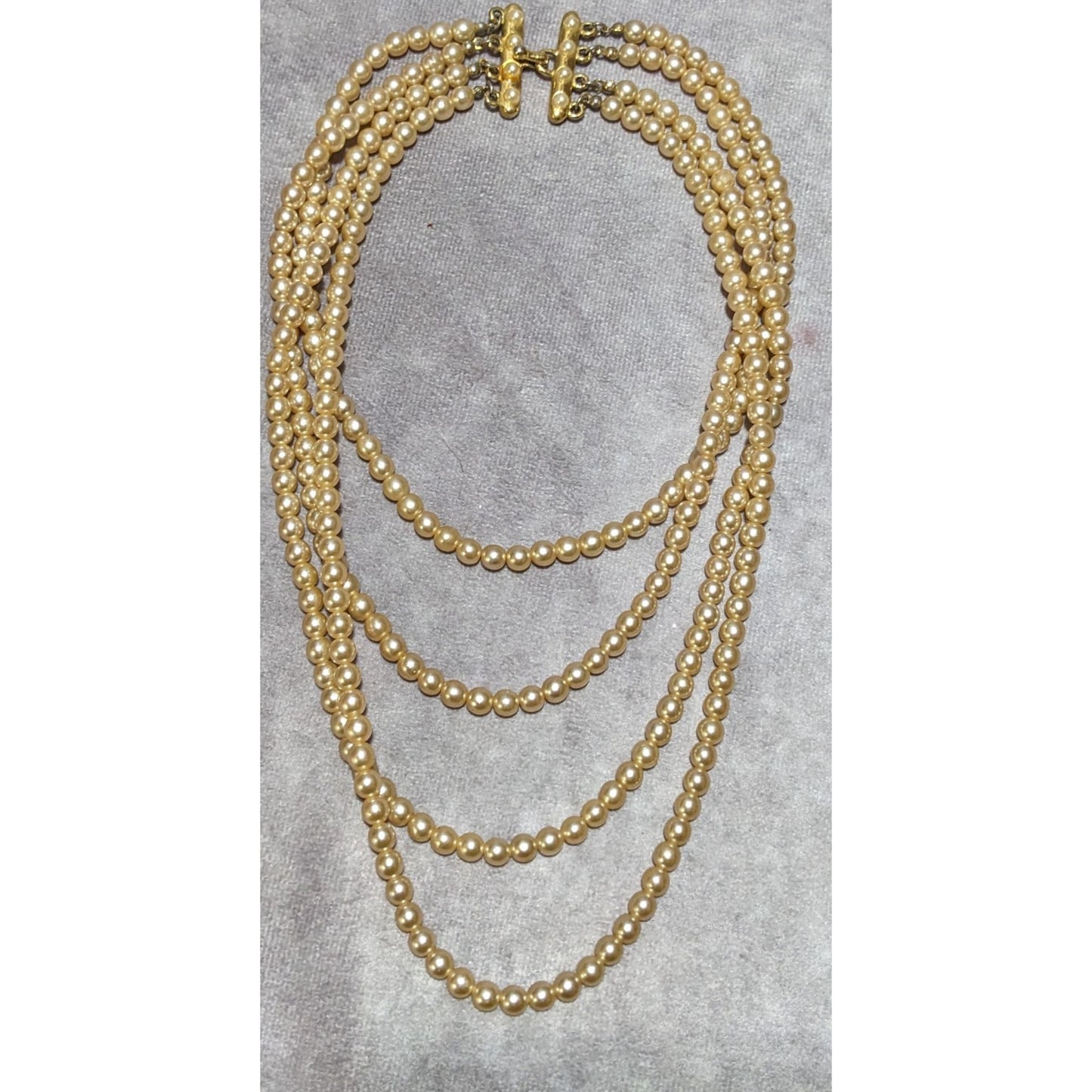 Vintage Gold Faux Pearl Multilayer Necklace