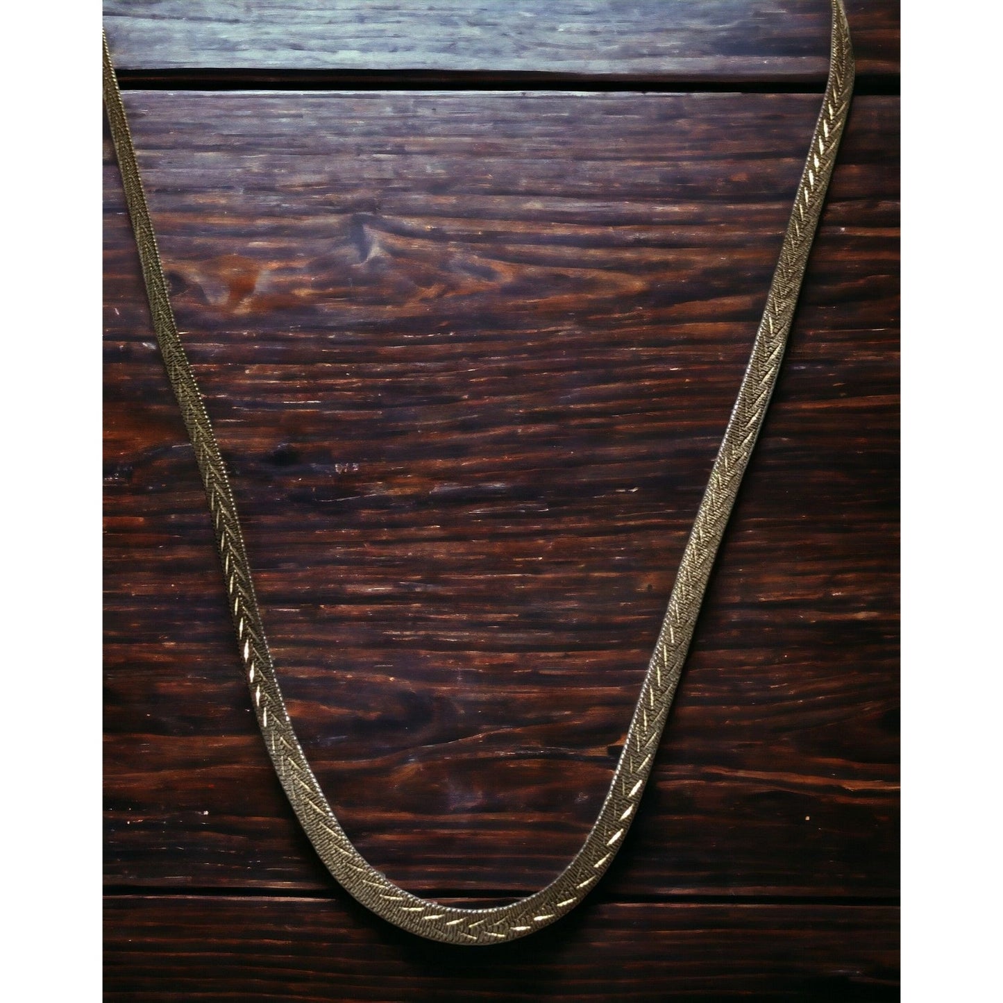 Vintage Worthington Etched Gold Herringbone Chain