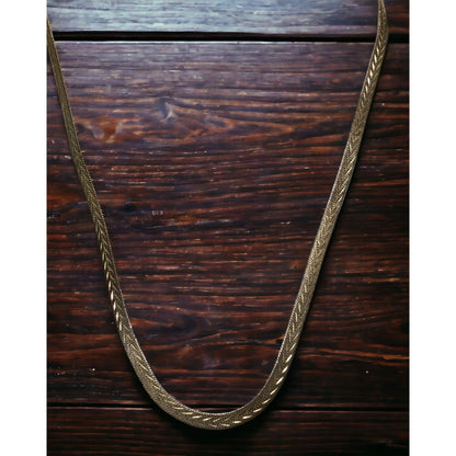 Vintage Worthington Etched Gold Herringbone Chain