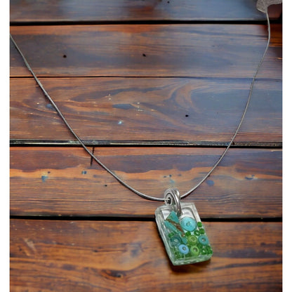 Sadie Blue Green Beaded Pendant Necklace