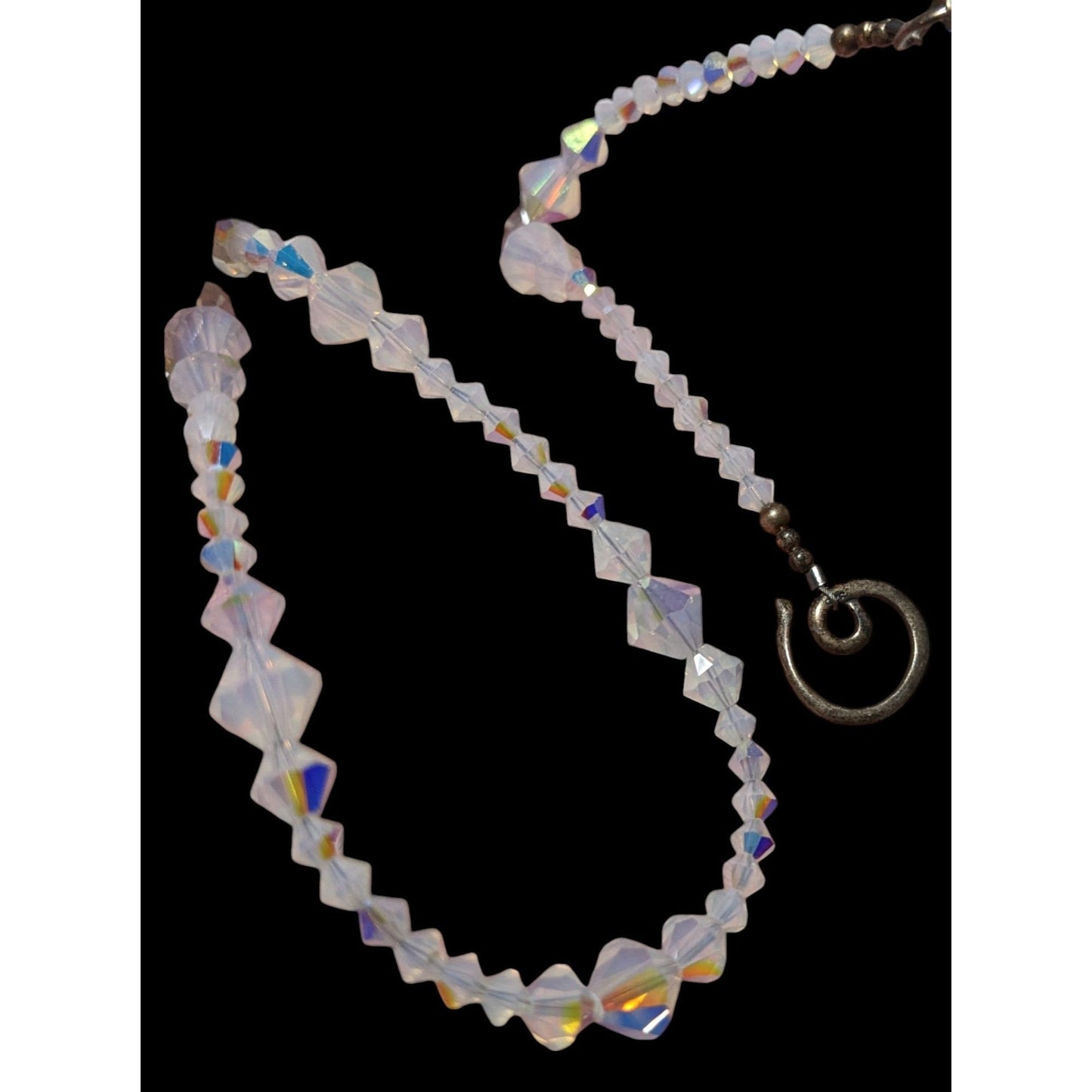 Whimsical Sterling Aurora Borealis Glass Necklace