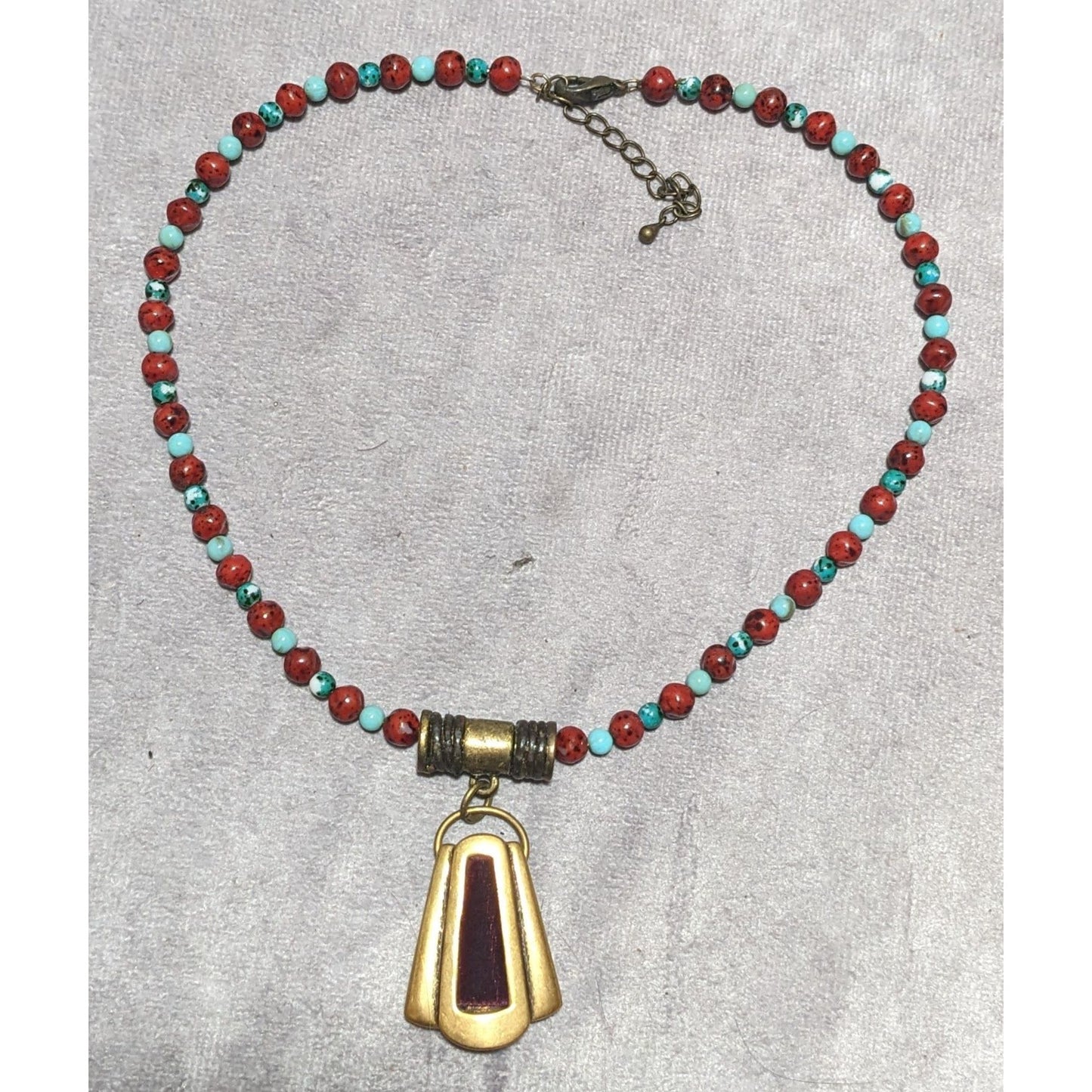 Chico's Vintage Velvet Beaded Pendant Necklace