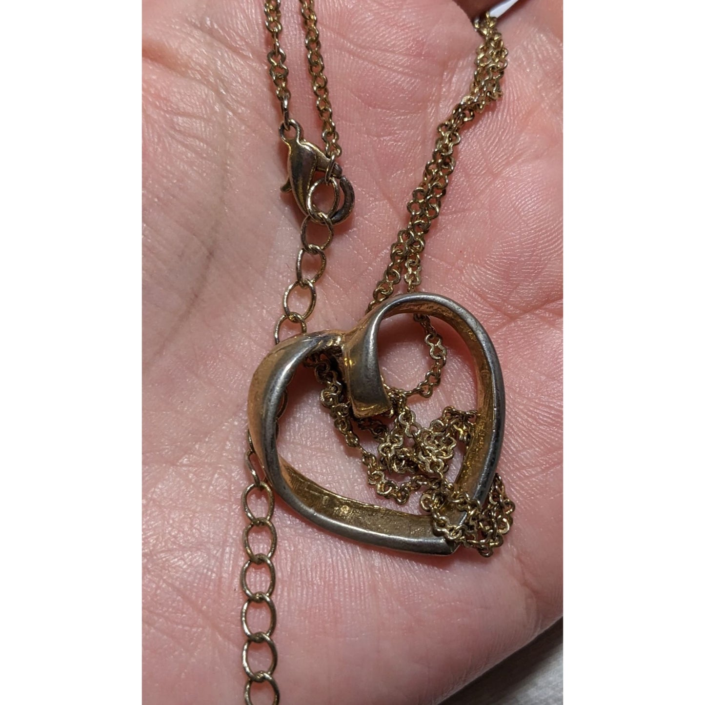 Open Heart-Shaped Rhinestone Pendant Necklace