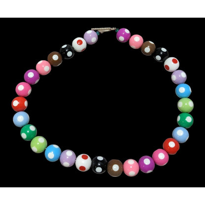 Rainbow Polka Dot Bubble Gum Bead Necklace