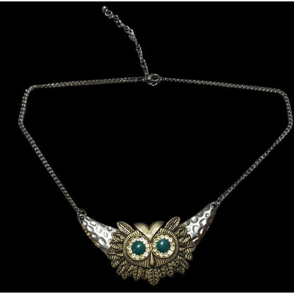 Steampunk Rhinestone Owl Necklace