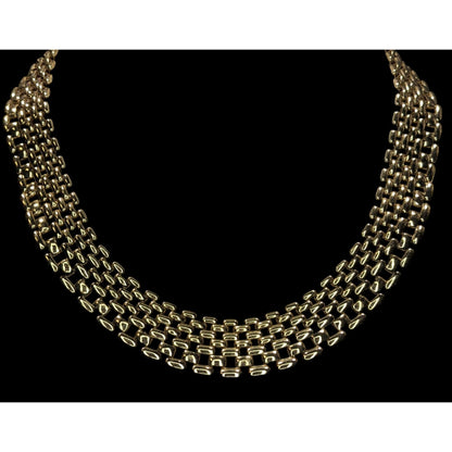 Vintage Elegant Panther Link Gold-Tone Choker Necklace With Snap Lock Closure