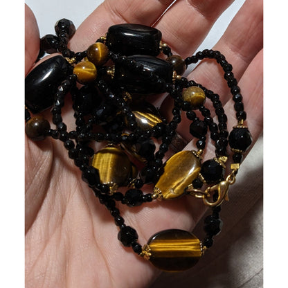 Vintage Elegant Tigereye Glass Beaded Necklace