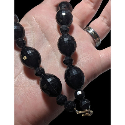 Black Faceted Beaded Necklace