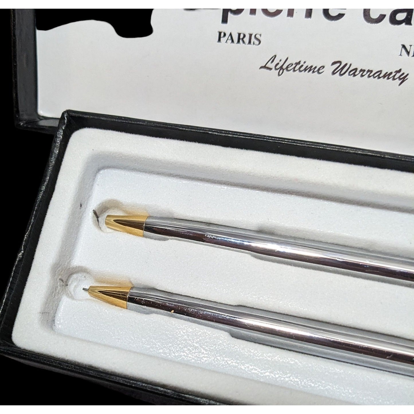 Vintage Pierre Cardin Slim Silver And Gold Writing Set